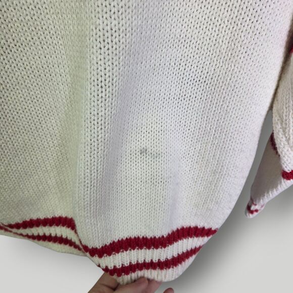 Vintage Diane Von Furstenberg Geometric Knit Sweater White Red Size Small - Picture 8 of 9